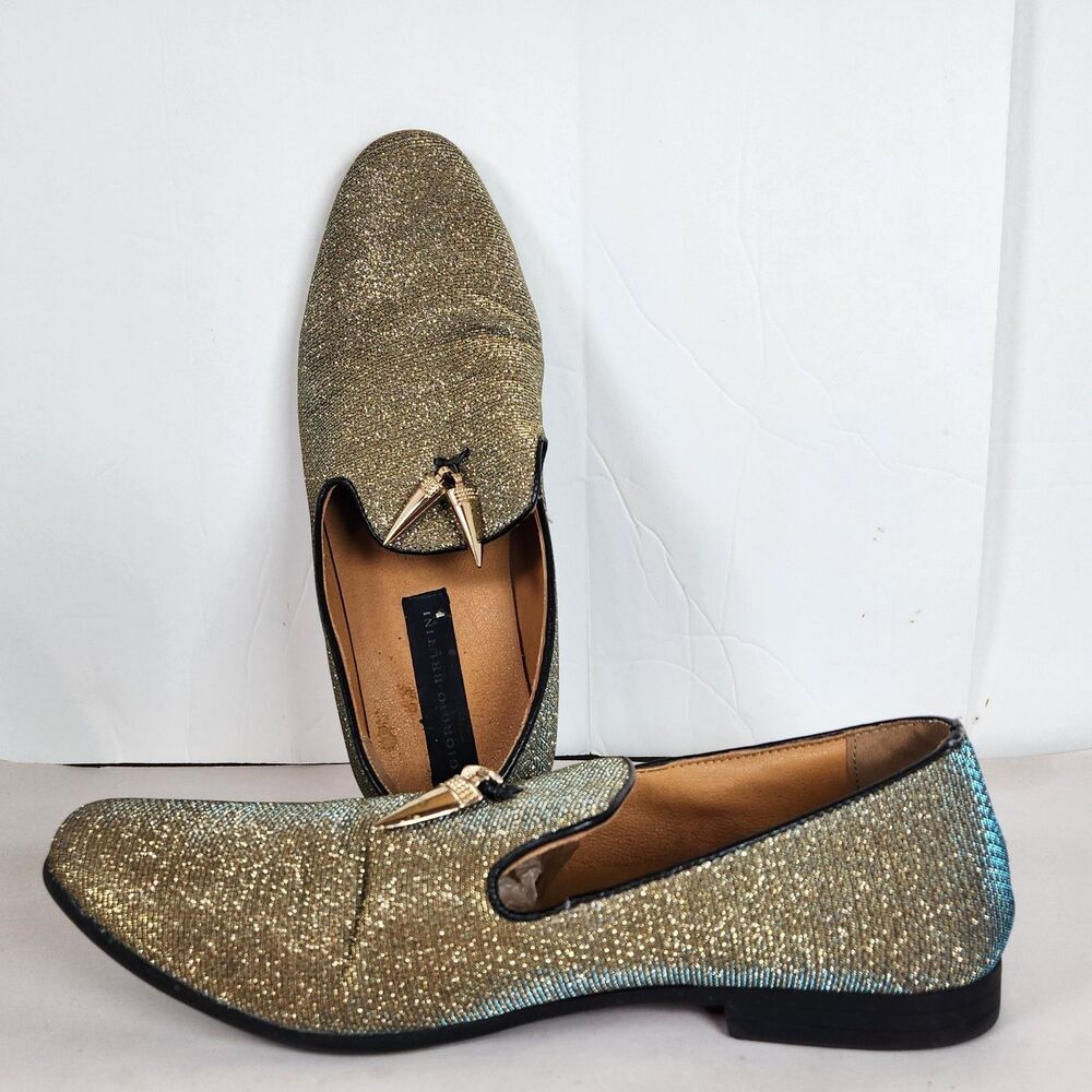 Giorgio Brutini Mens Gold Sparkle‎ Collide Loafers iridescent dress Size 10.5 D